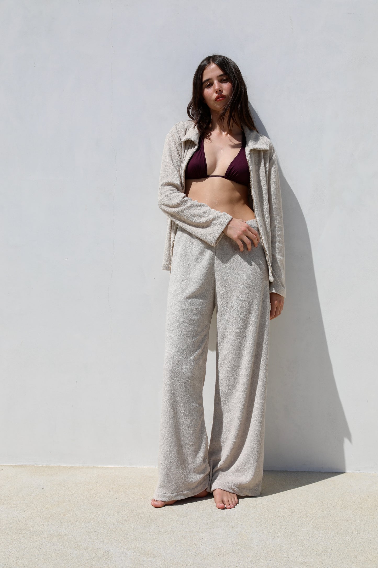 Long Arm Zip Up -Thin Looped Terry