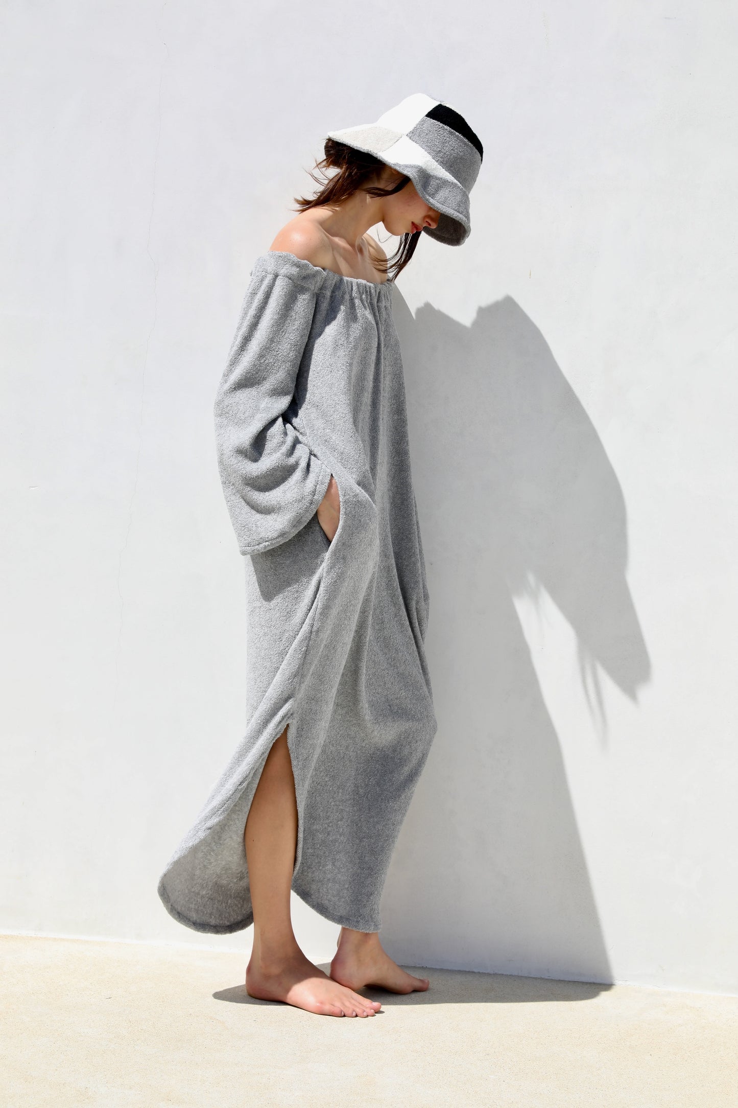 The On or Off Shoulder Dress - Thin Looped Terry