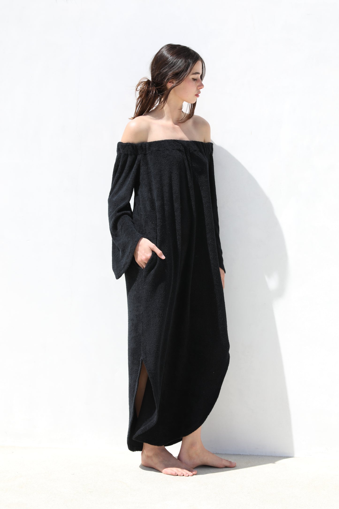 The On or Off Shoulder Dress - Thin Looped Terry