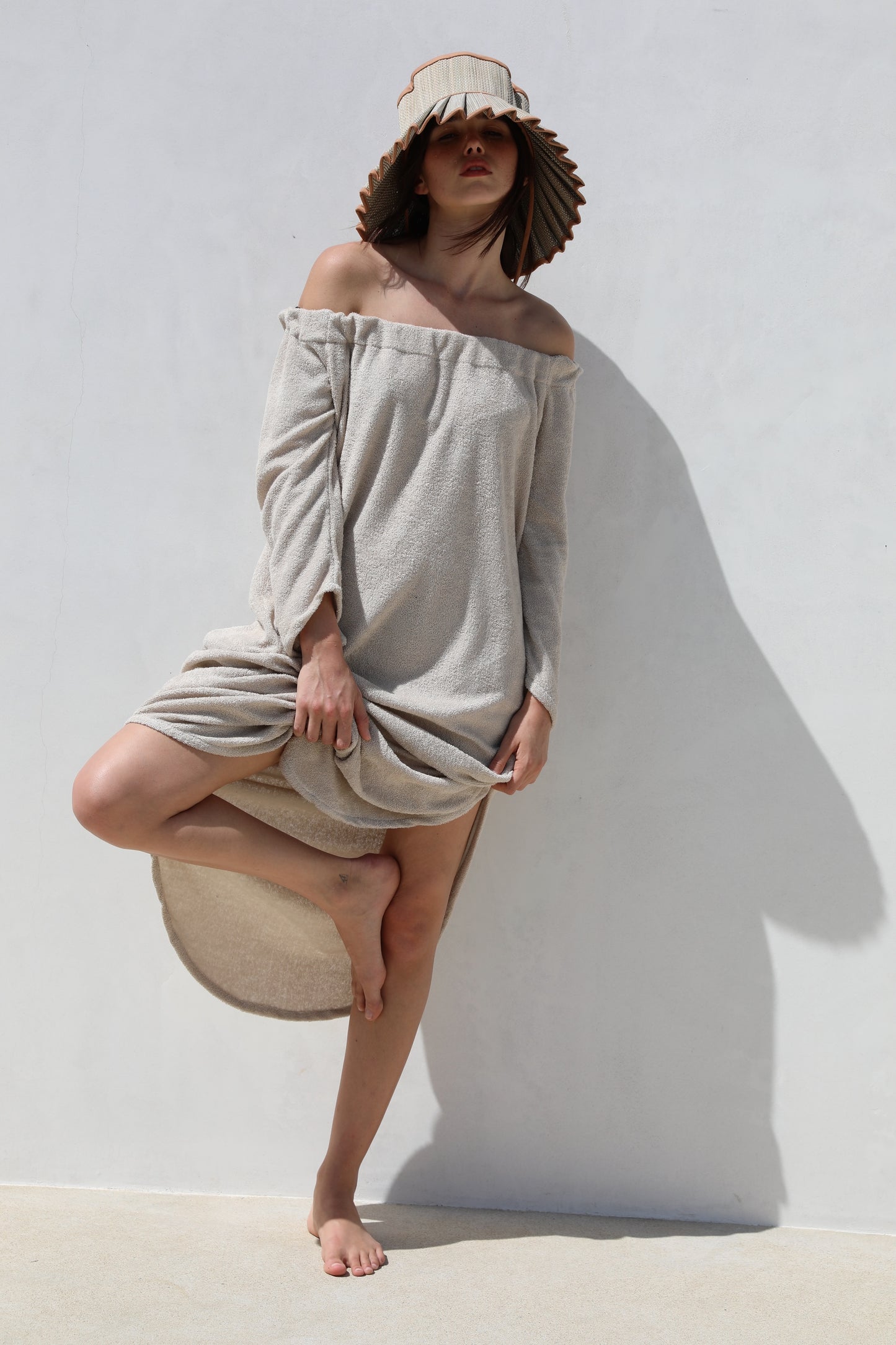 The On or Off Shoulder Dress - Thin Looped Terry
