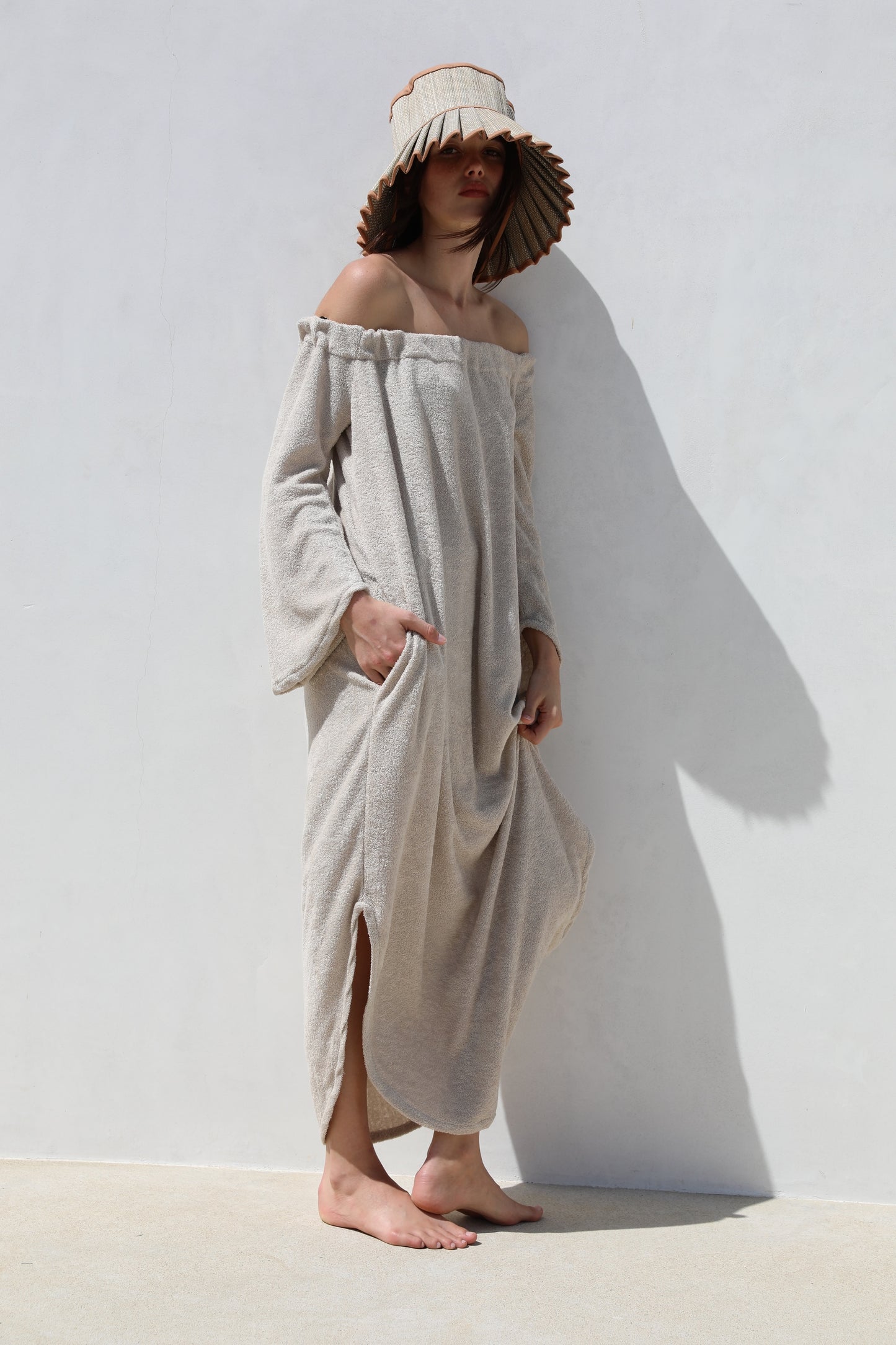 The On or Off Shoulder Dress - Thin Looped Terry