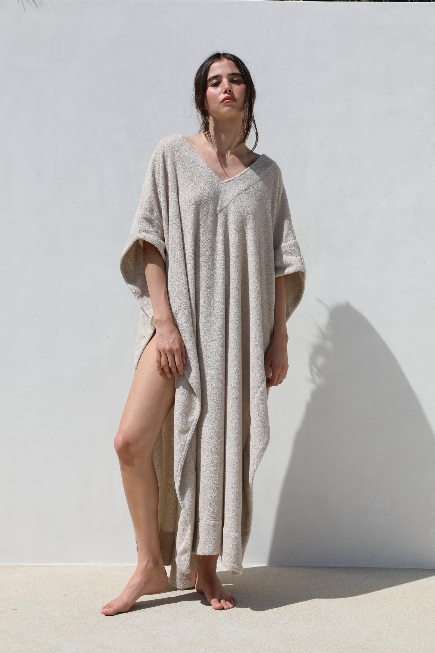 Long Open Kaftan - Thin Looped Terry