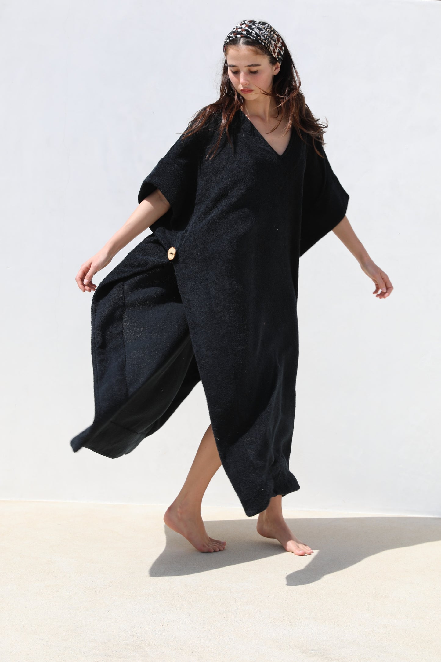 Long Open Kaftan - Thin Looped Terry