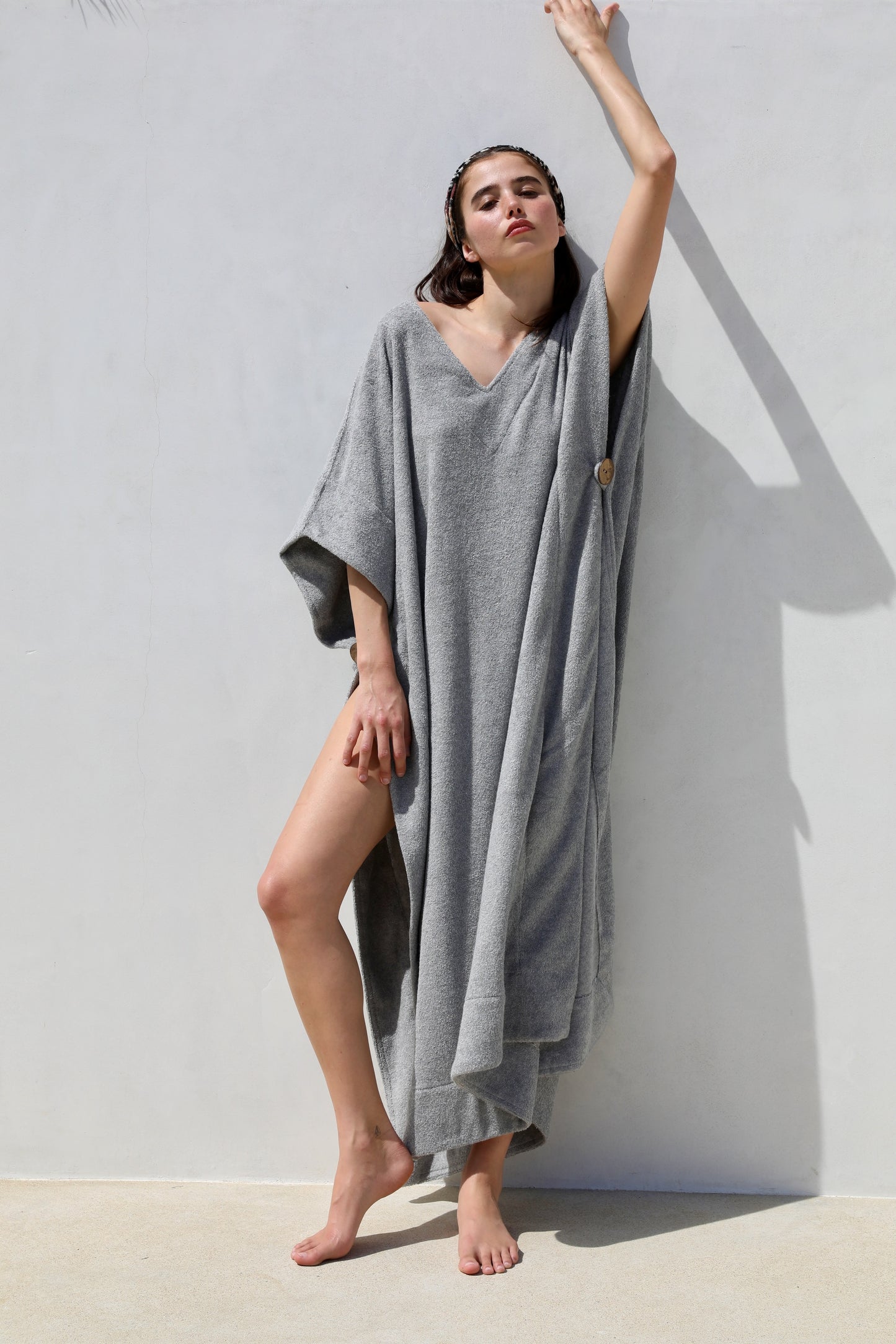 Long Open Kaftan - Thin Looped Terry