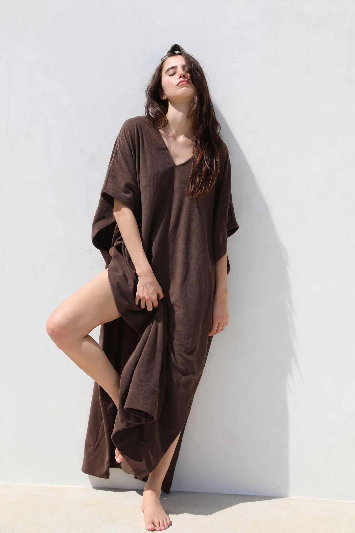 Long Open Kaftan - Thin Shaved Terry