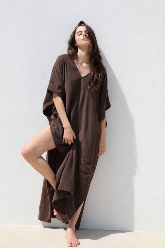 Long Open Kaftan - Thin Shaved Terry