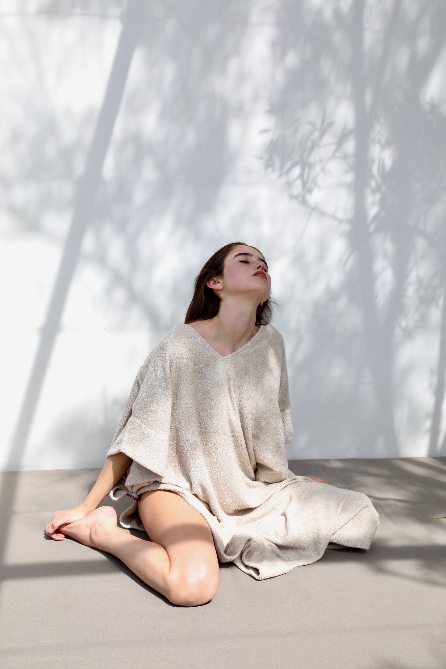 Long Open Kaftan - Thin Looped Terry