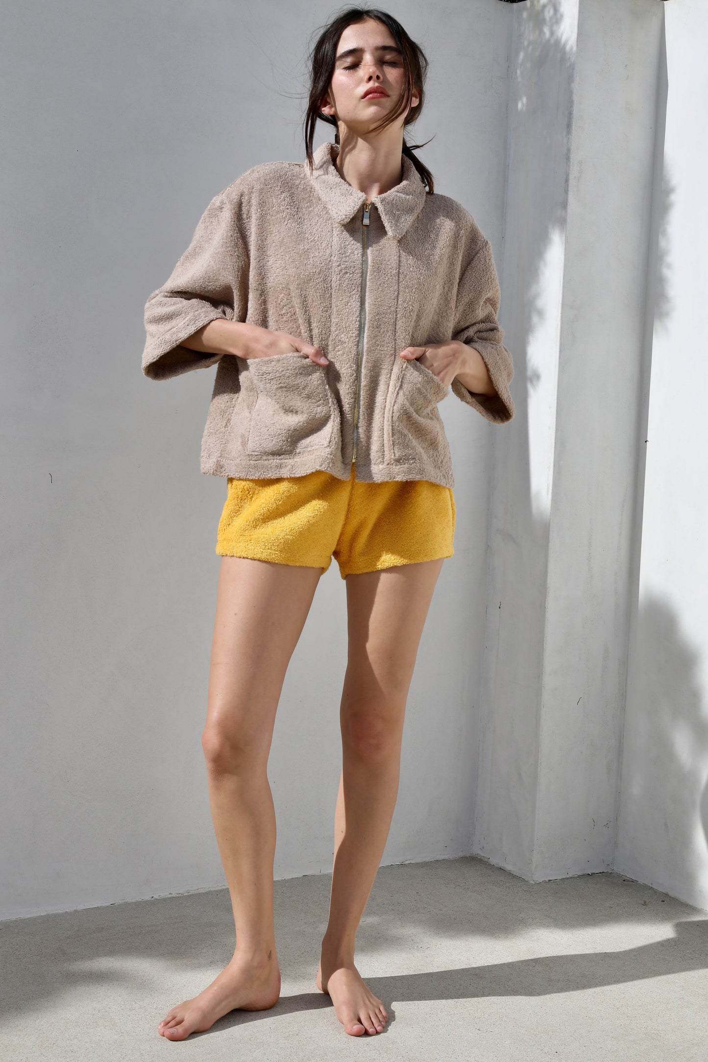 The Cropped Zip up Jacket - Plush Terry