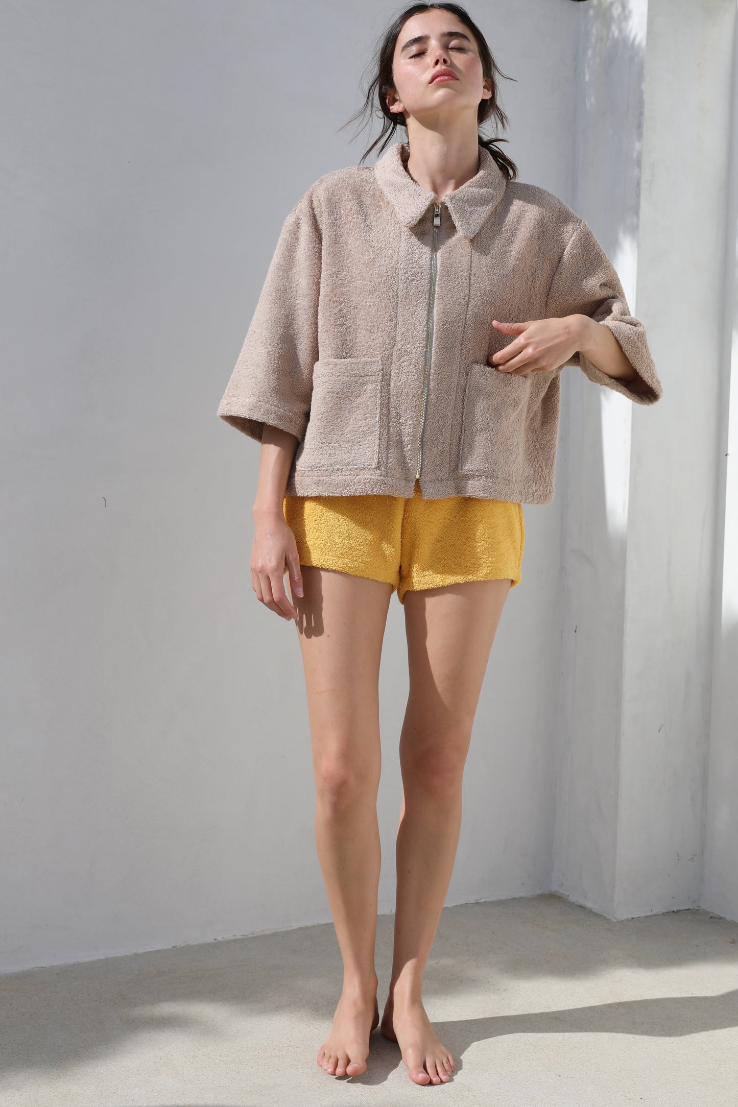 The Cropped Zip up Jacket - Plush Terry