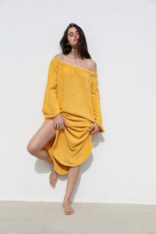 The Off Shoulder Dress - Plush Terry