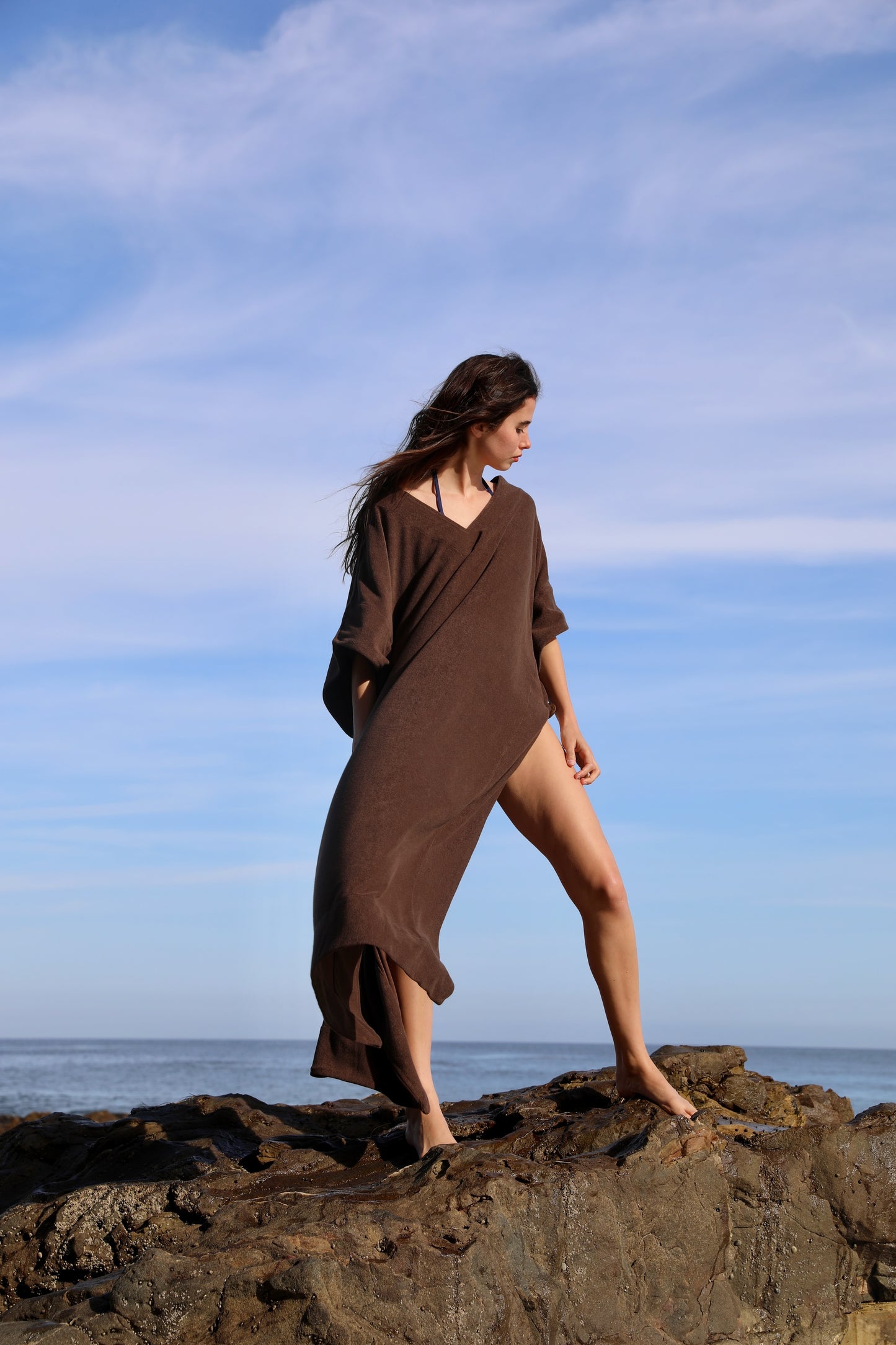 Long Open Kaftan - Thin Shaved Terry