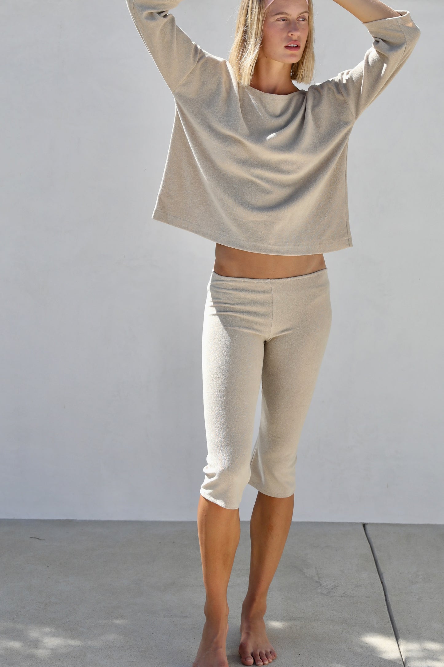 The Cropped Legging  - Thin Shaved Terry