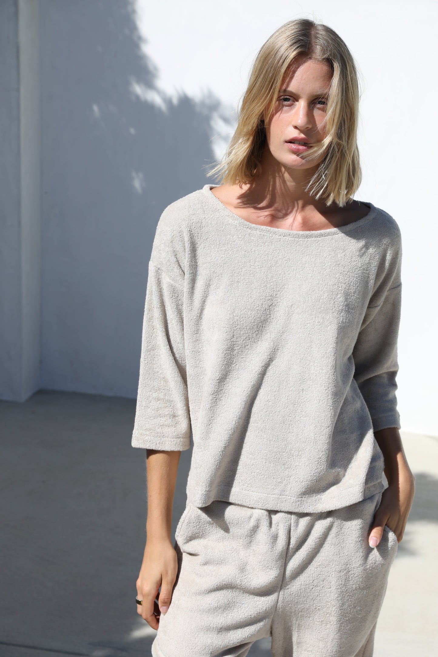 3/4 Sleeve Shirt - Thin Looped Terry