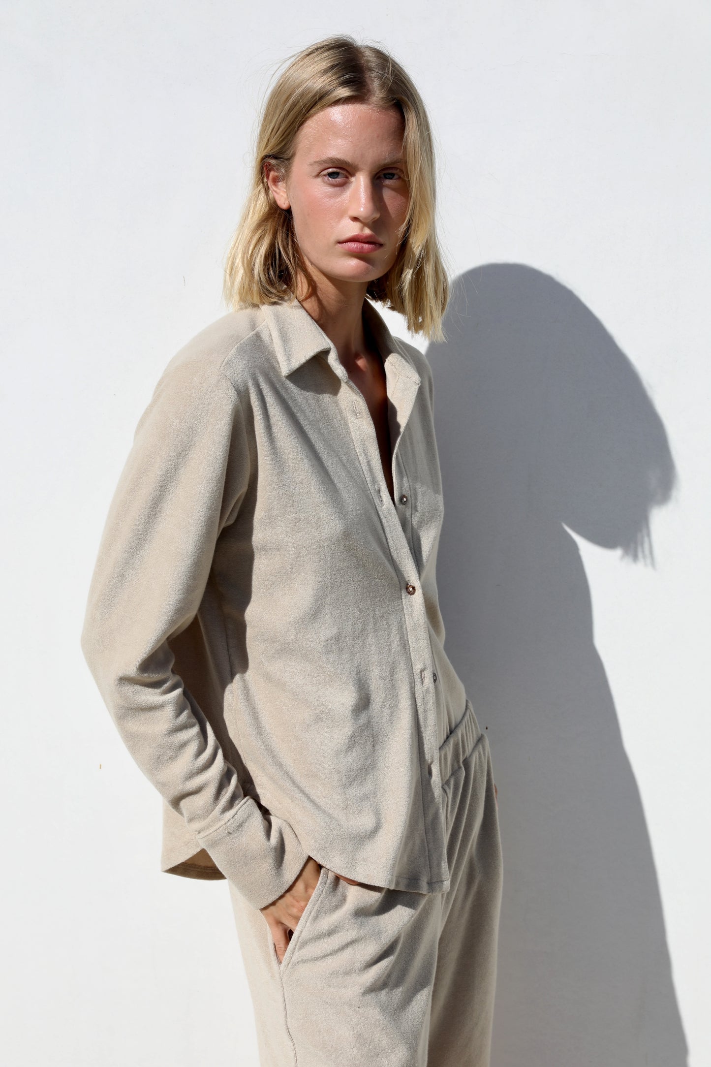 The Button Down Shirt - Thin Shaved Terry