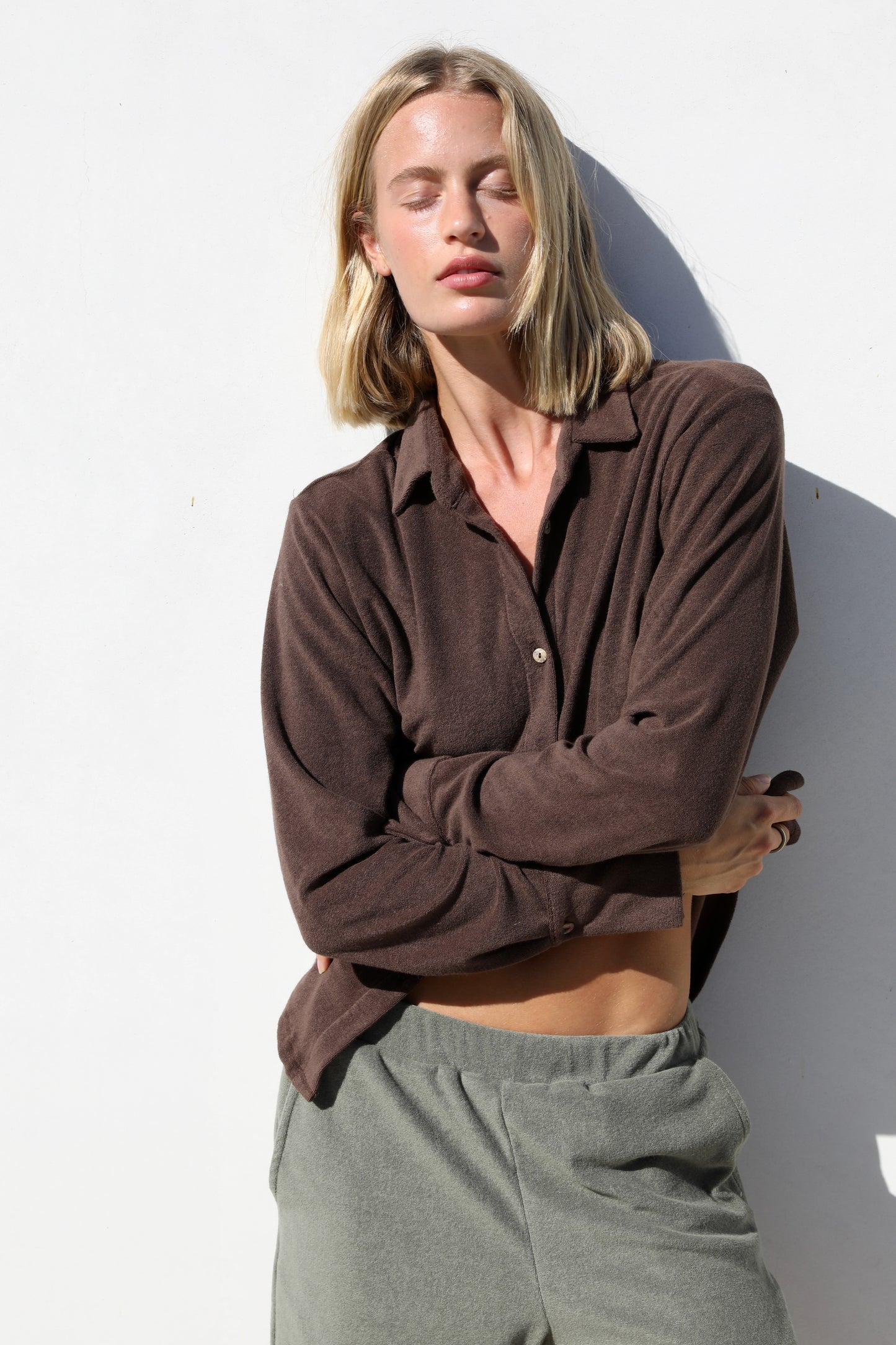 The Button Down Shirt - Thin Shaved Terry