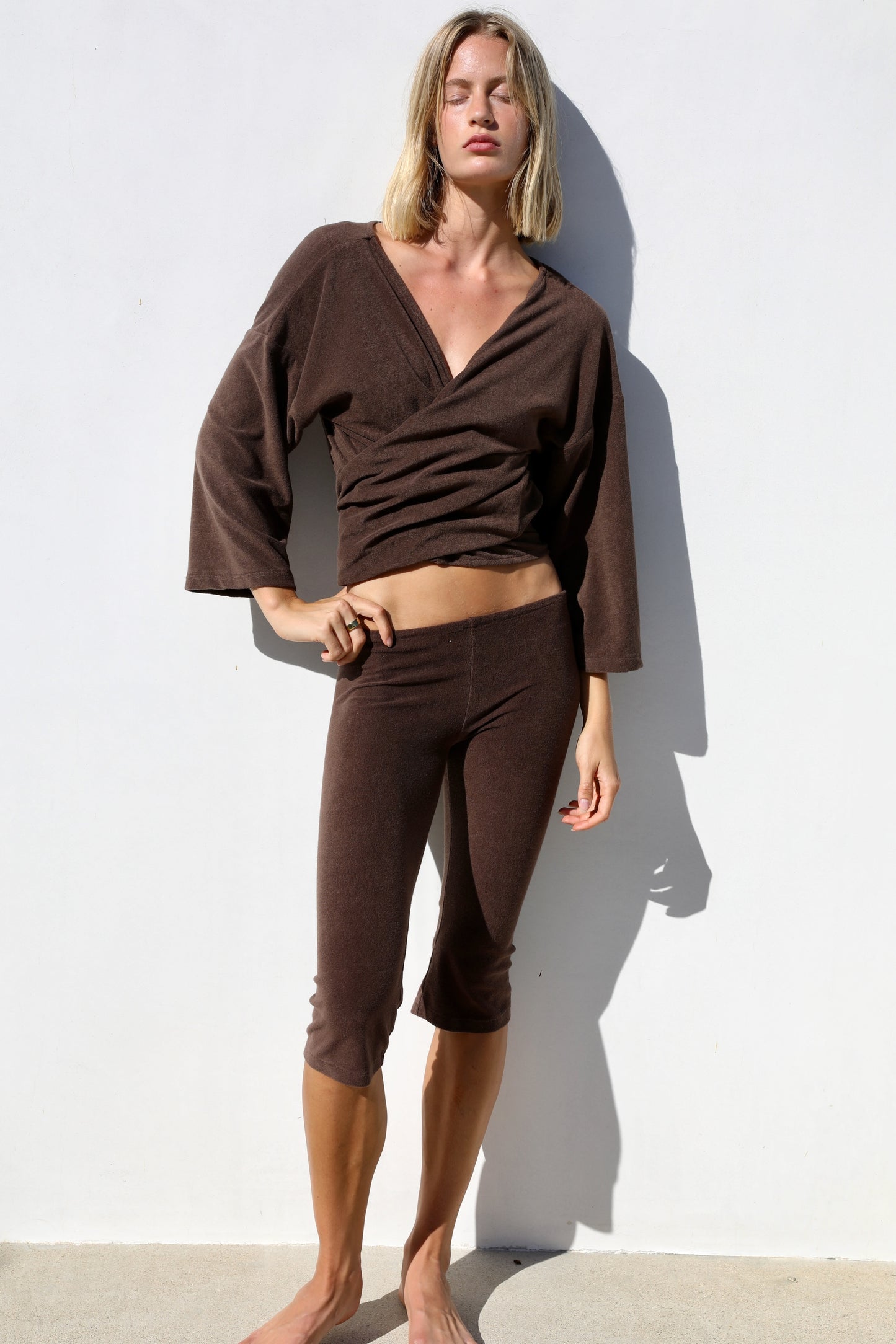 The Cropped Legging  - Thin Shaved Terry