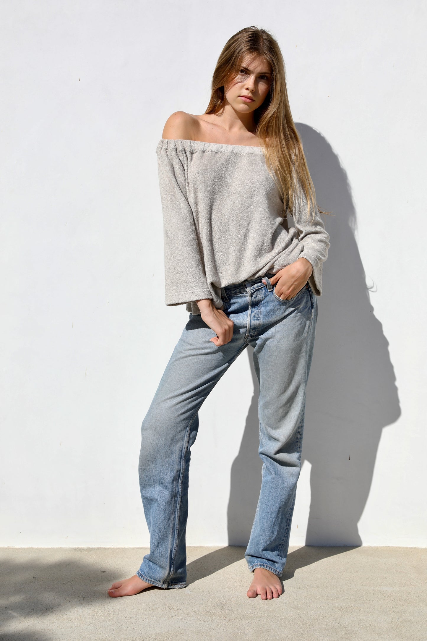 The On or Off the Shoulder Top - Thin Looped Terry