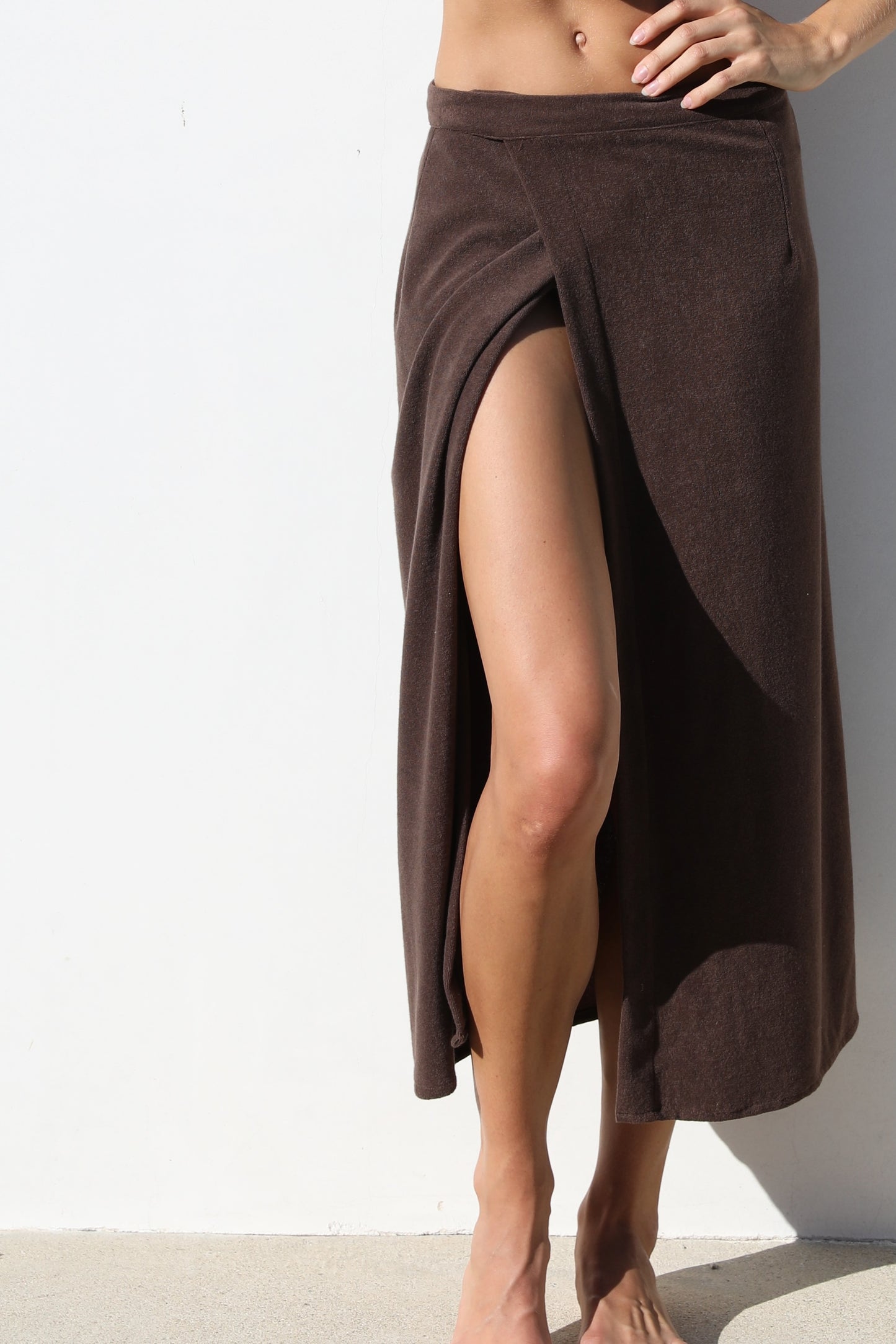 The Long Wrap Skirt - Thin Shaved Terry