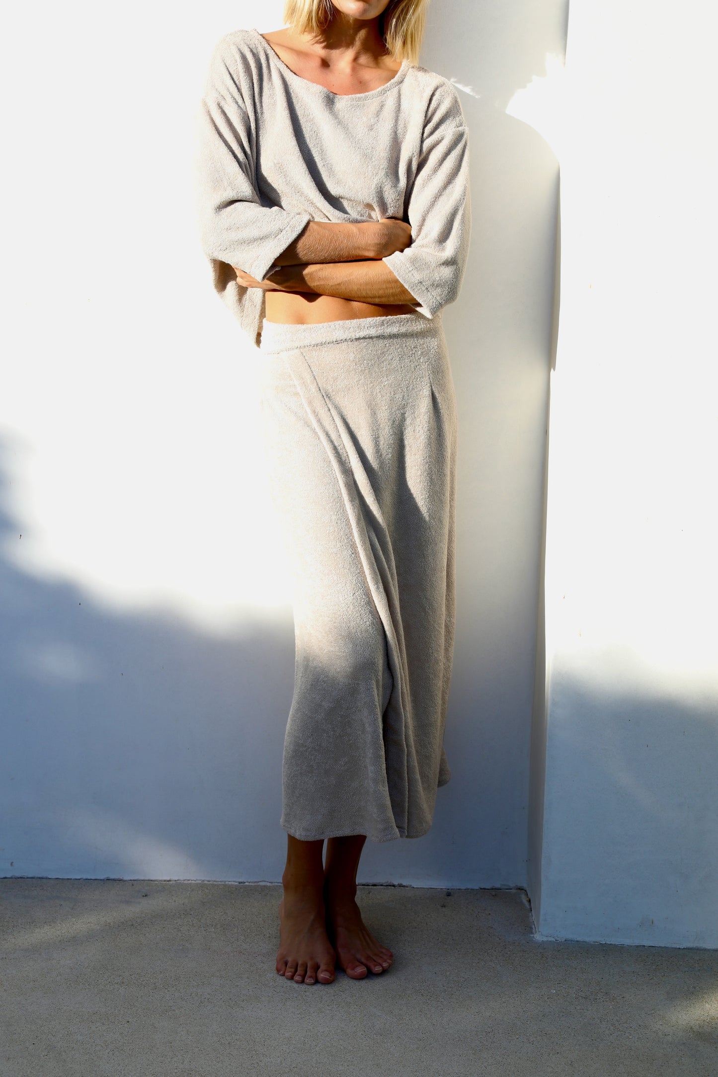 The Long Wrap Skirt - Thin Looped Terry