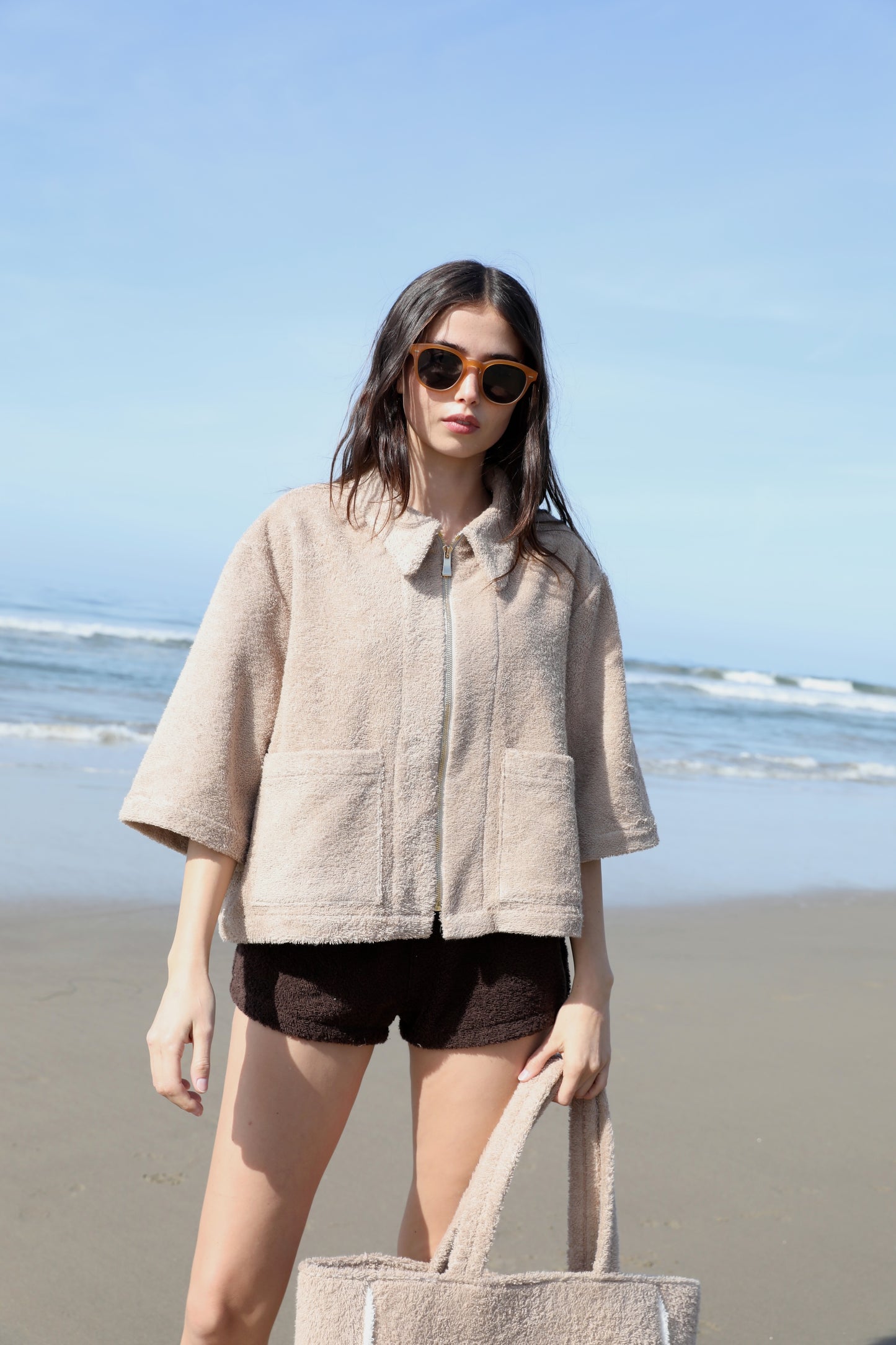 The Cropped Zip up Jacket - Plush Terry