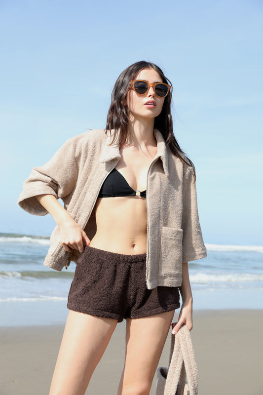 The Cropped Zip up Jacket - Plush Terry