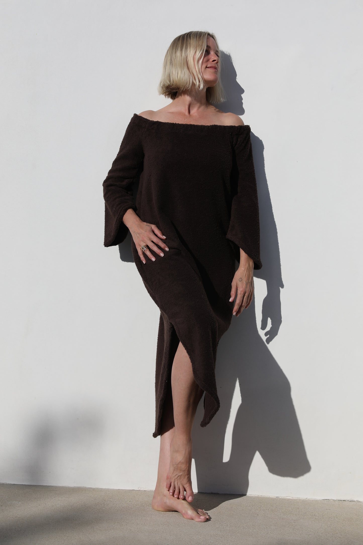 The Off Shoulder Dress - Plush Terry