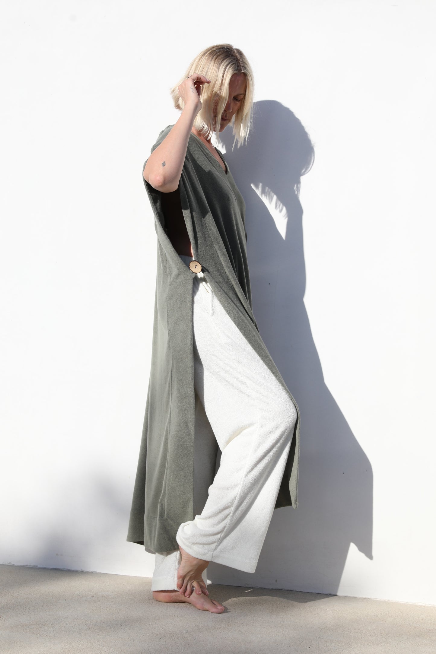 Long Open Kaftan - Thin Shaved Terry