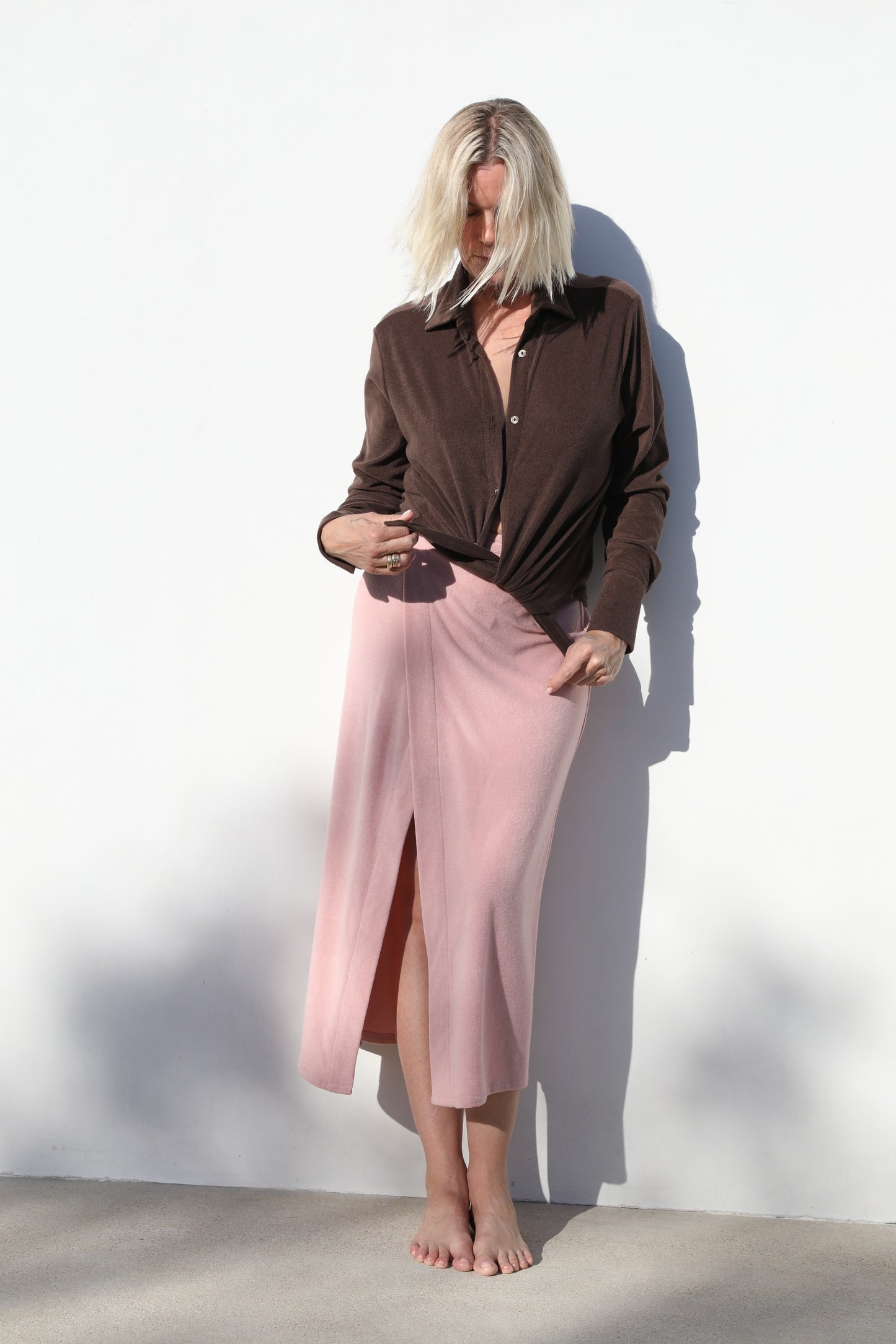 The Long Wrap Skirt - Thin Shaved Terry
