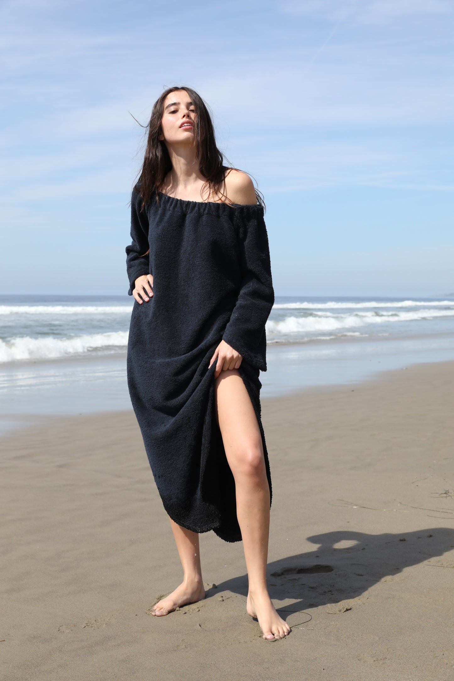 The Off Shoulder Dress - Plush Terry