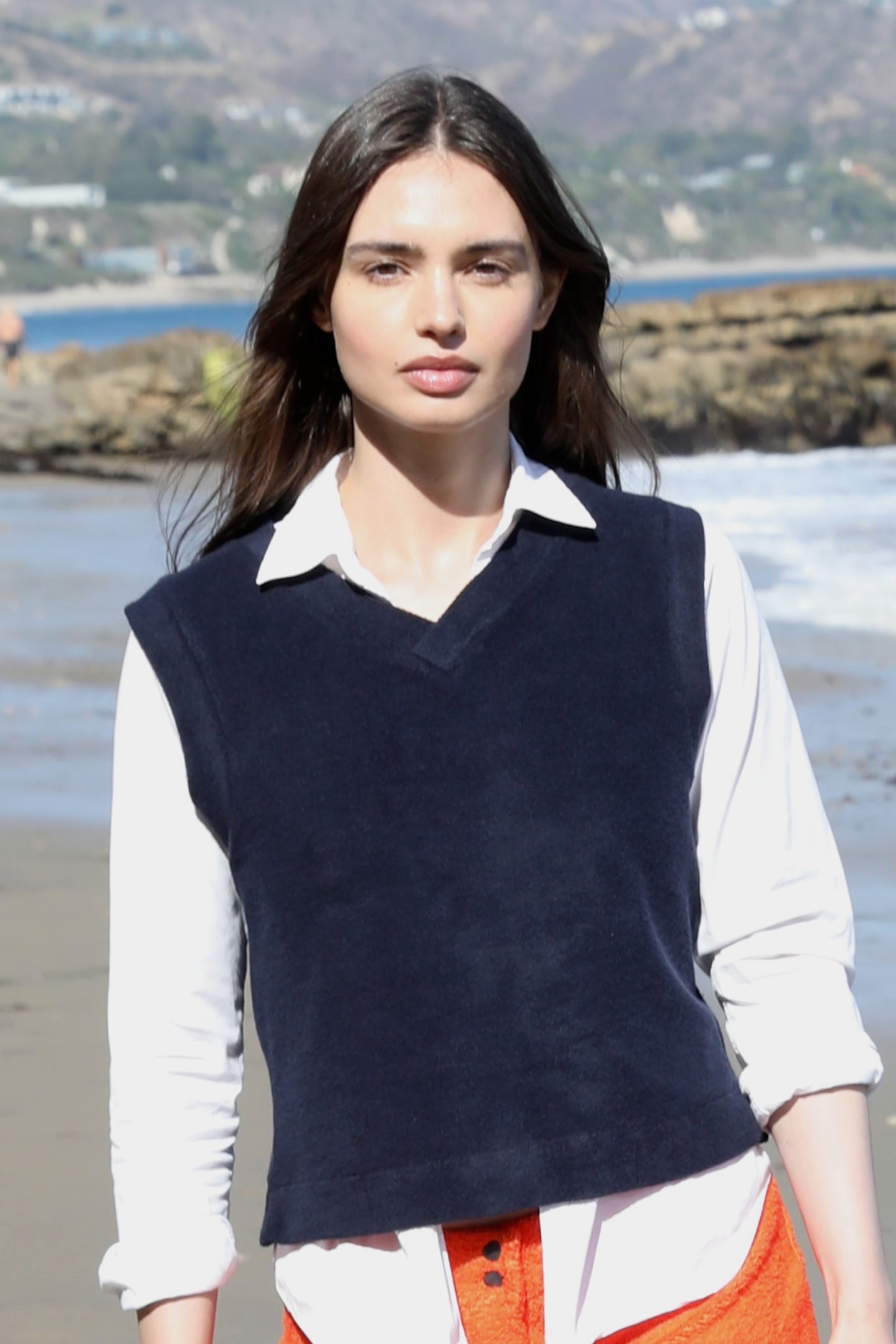 The V neck in 100% Japanese Cotton Terry