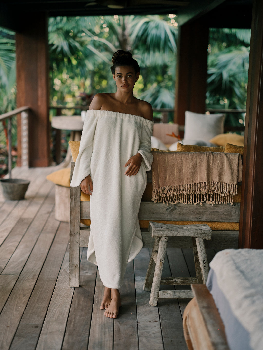 The Off Shoulder Dress - Plush Terry