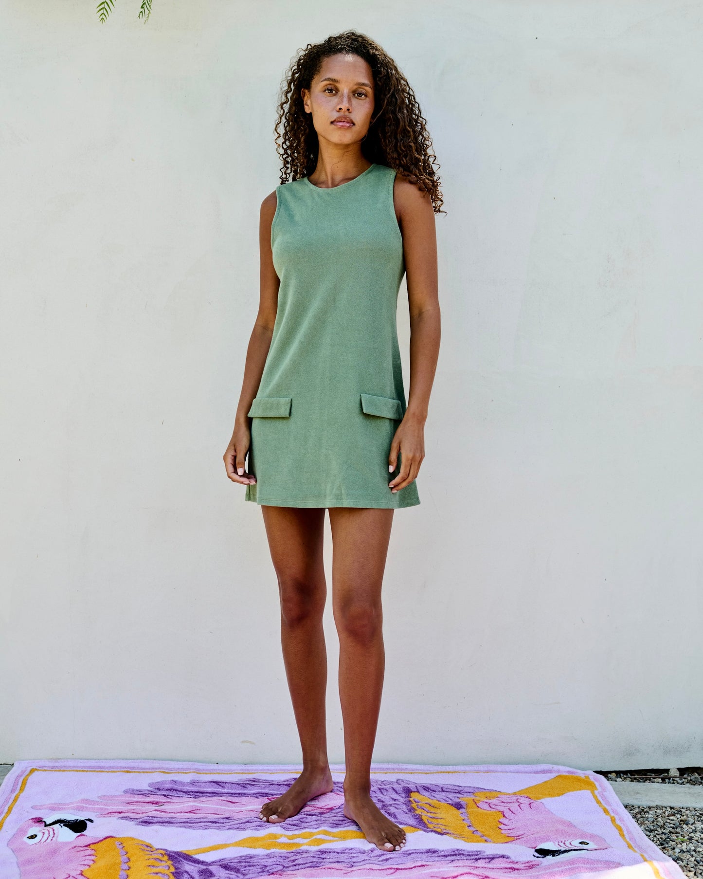 Sleeveless Mini Dress Thin Shaved Terry