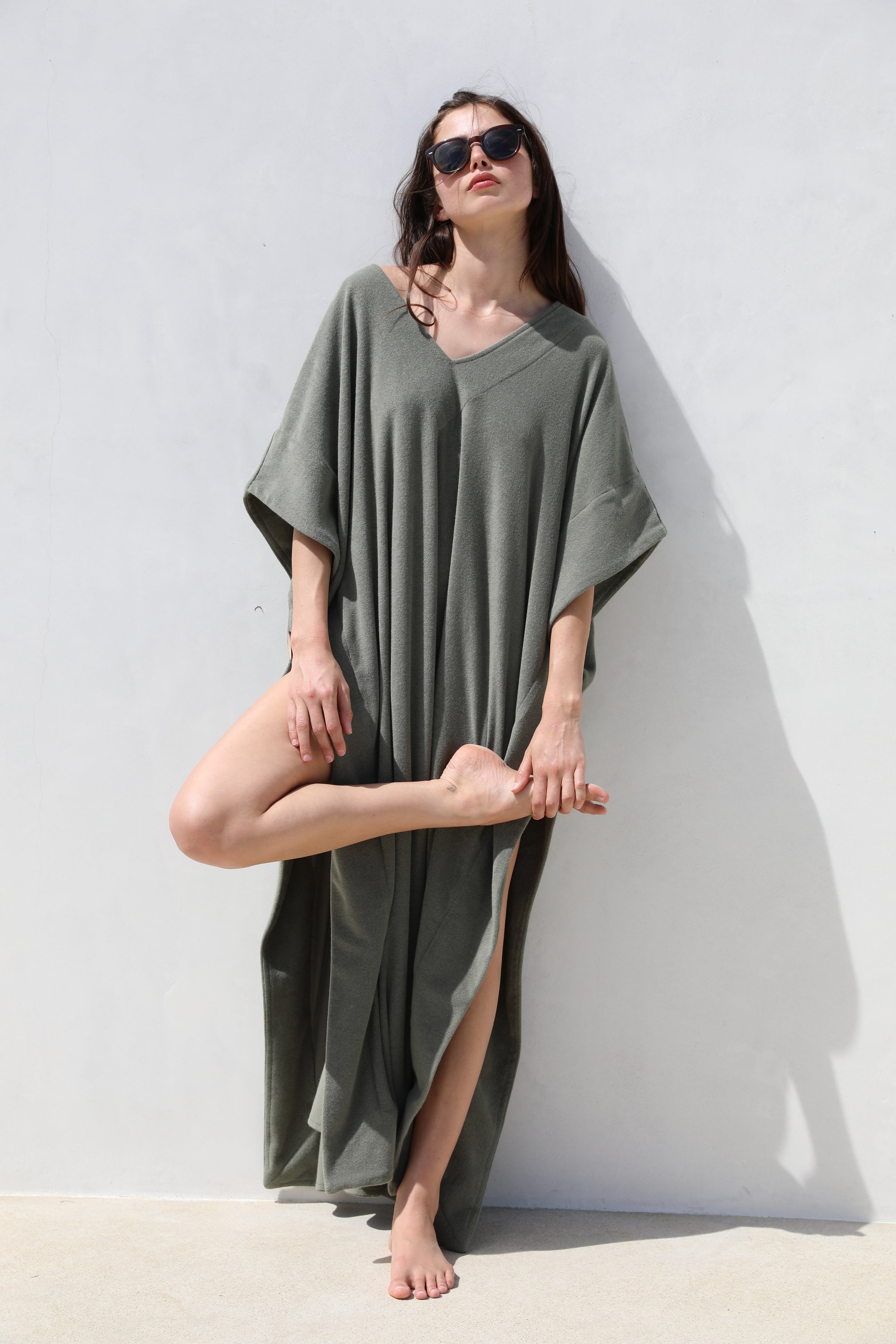 Long Open Kaftan - Thin Shaved Terry – Simone Fan