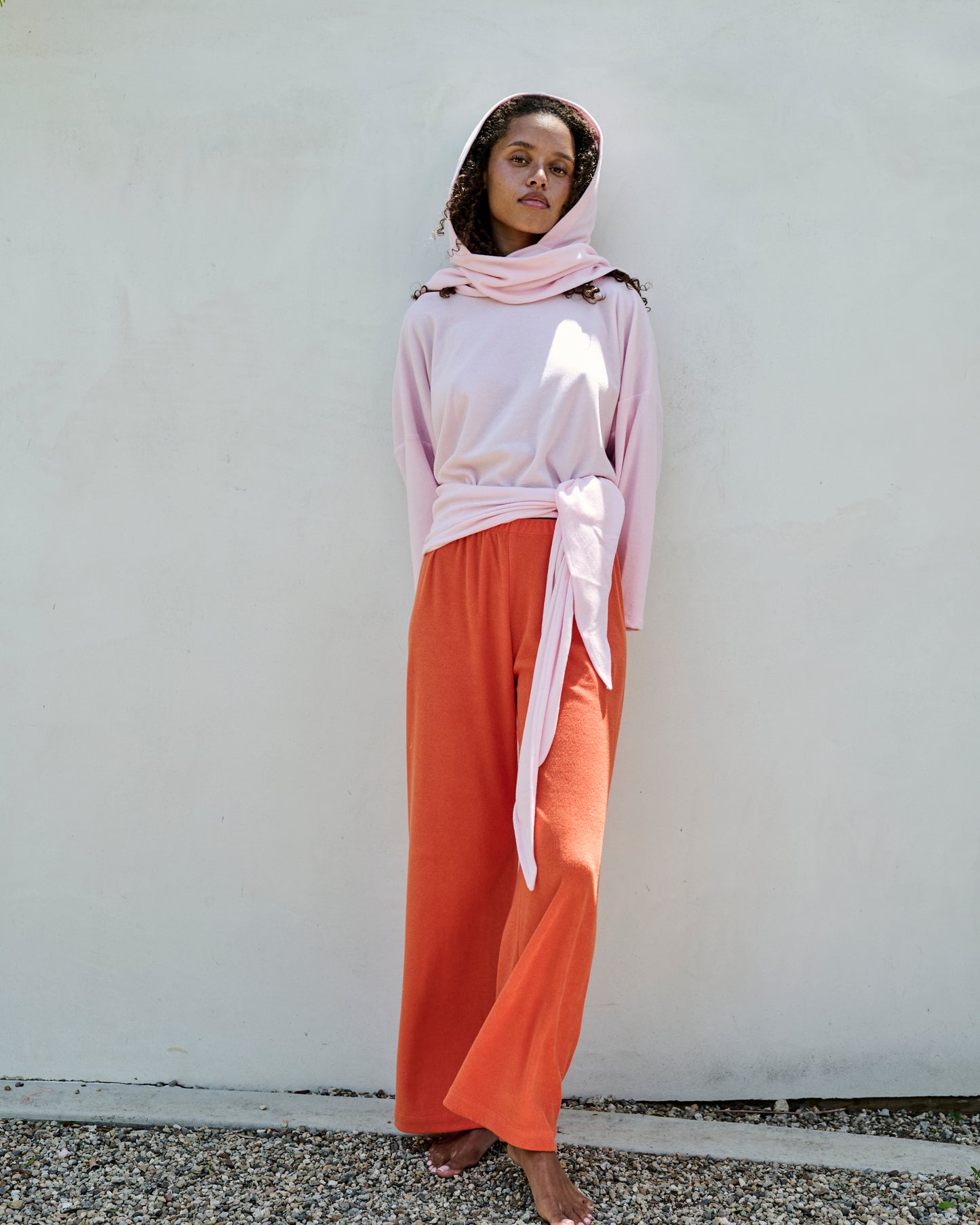 Long  Sleeve Wrap Top  - Thin Shaved Terry