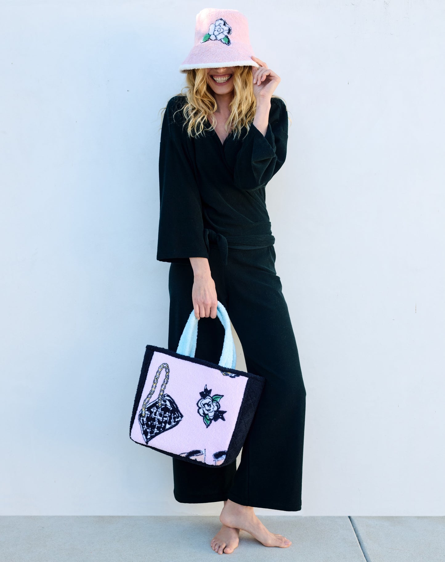 Long  Sleeve Wrap Top  - Thin Shaved Terry