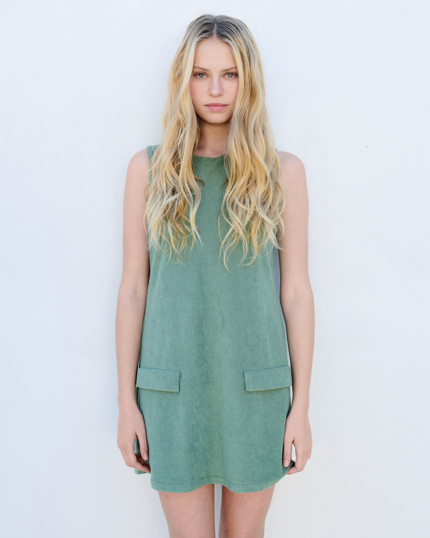 Sleeveless Mini Dress Thin Shaved Terry