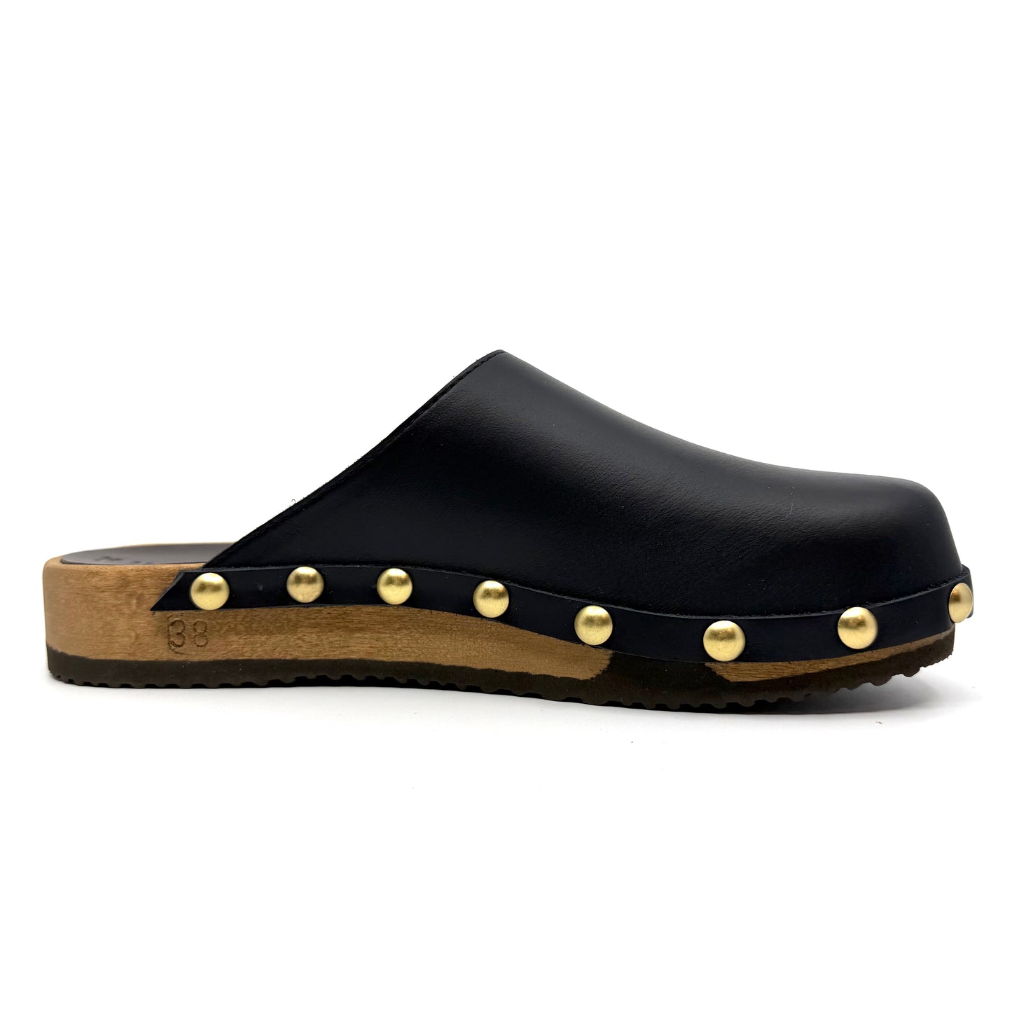 Ella I Black Leather Studs