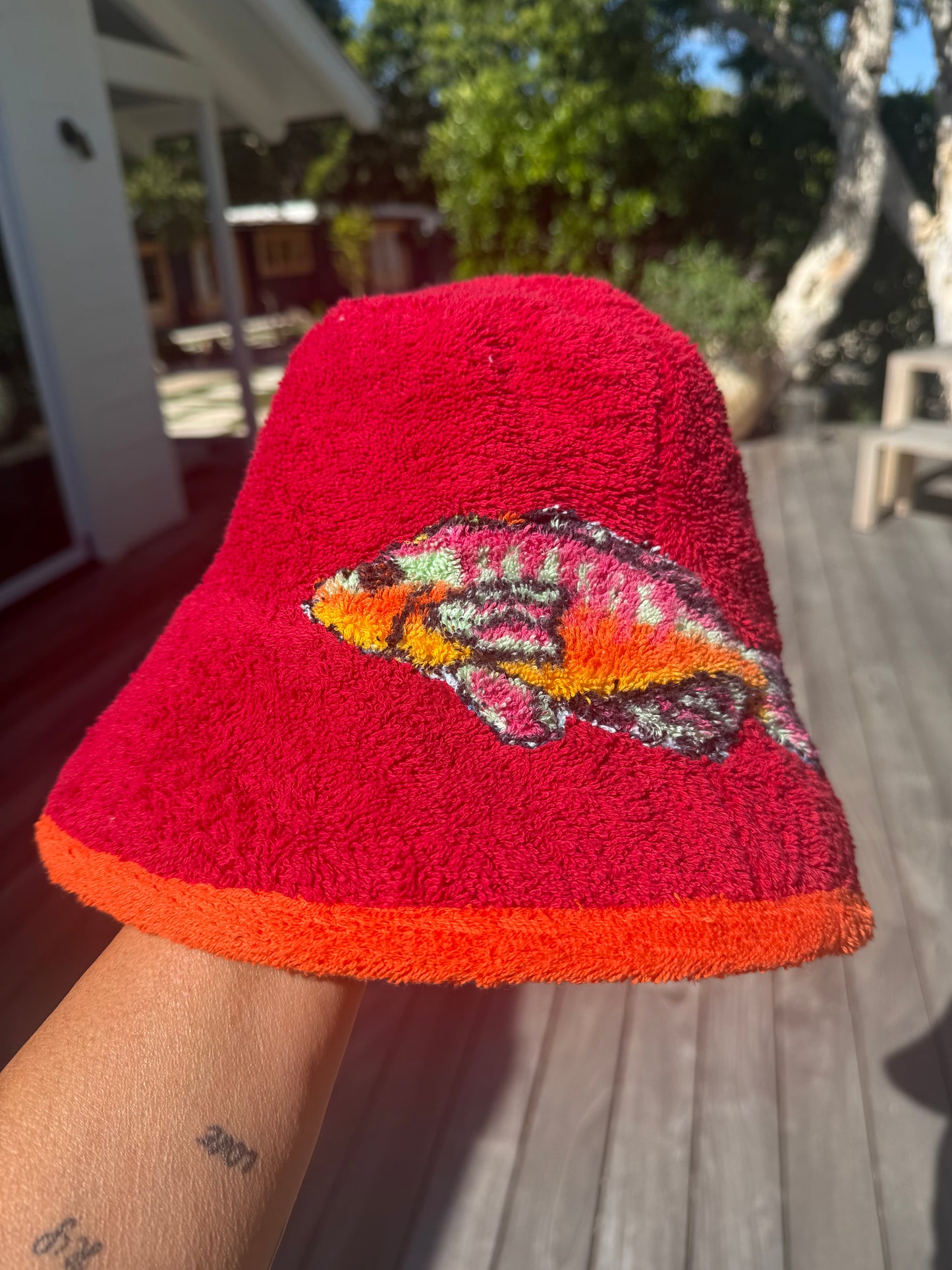 Bucket Hat with hand sewn Sea Animals