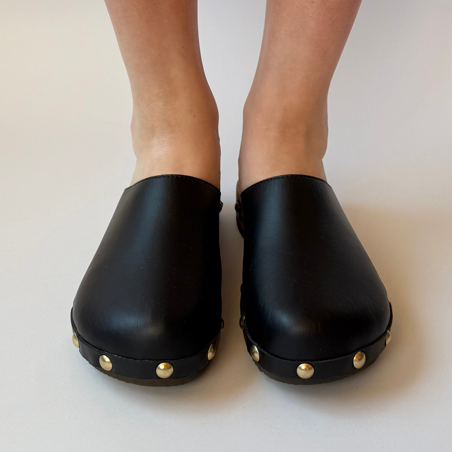 Ella I Black Leather Studs