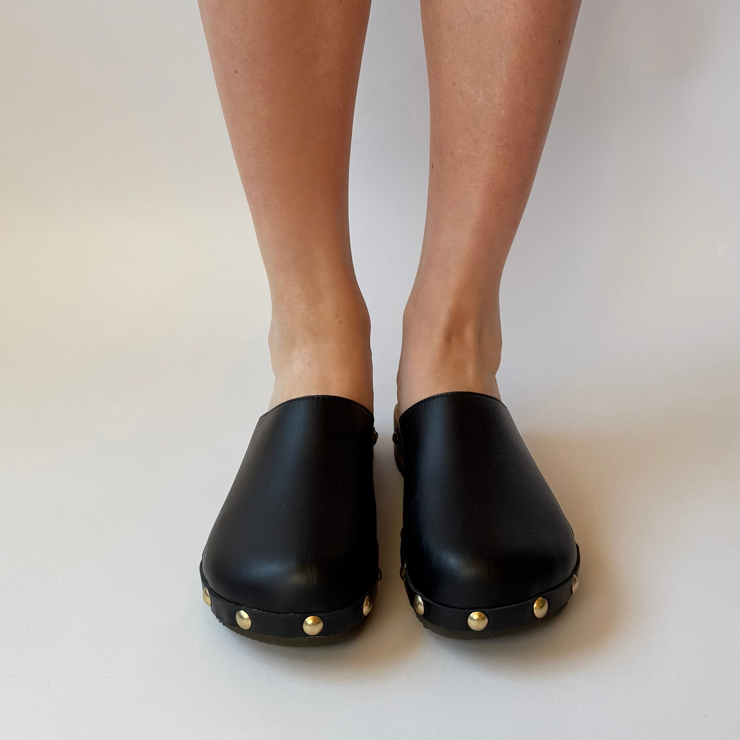 Ella I Black Leather Studs