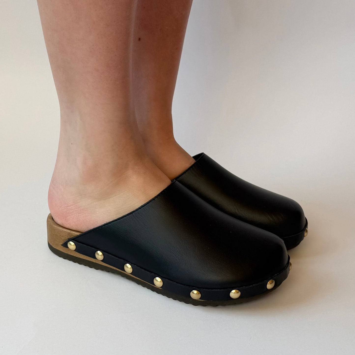 Ella I Black Leather Studs
