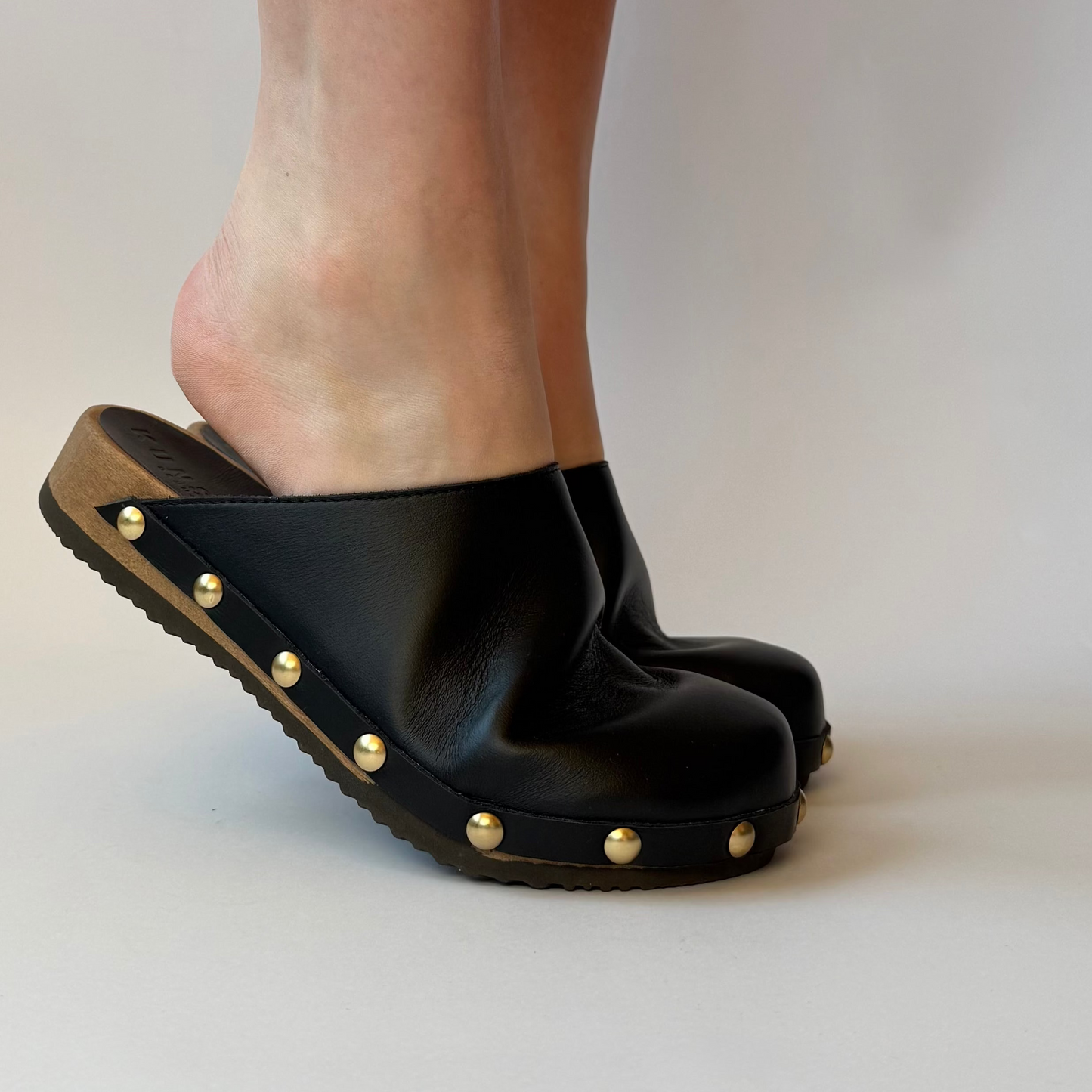 Ella I Black Leather Studs