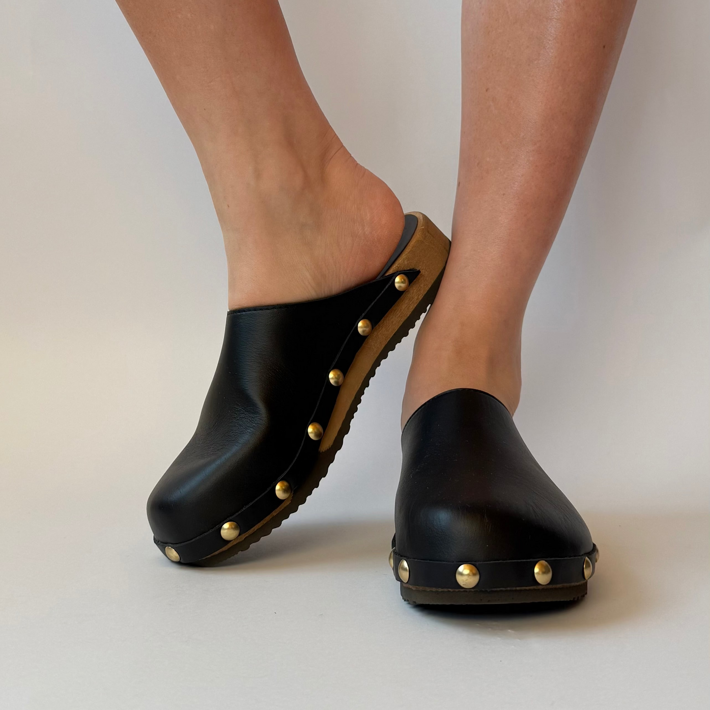 Ella I Black Leather Studs
