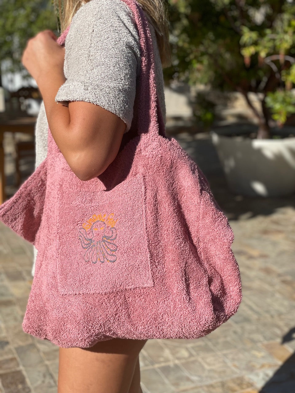 Chanel pink store beach bag